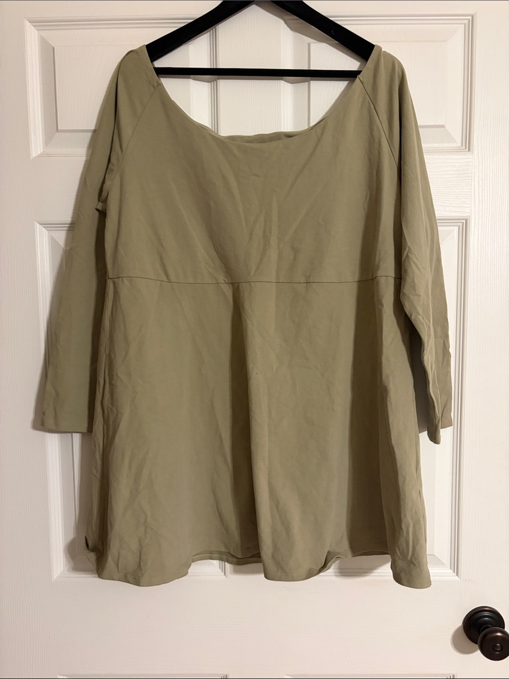 NWOT Topshop Waisted Ovoid Sleeve Slash Neck Mini Dress Olive Green Size 2X